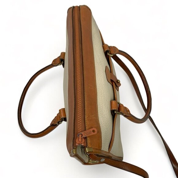 Vintage Dooney & Bourke AWL Shoulder Satchel Zipper Top Case Bone/British Tan - Picture 10 of 16